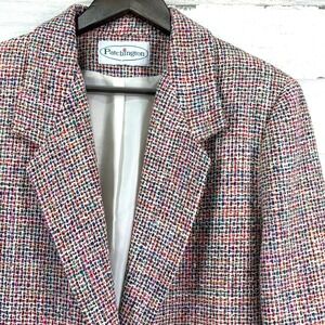 Patchington Womens Colorful Rainbow‎ Tweed Blazer Career Jacket SIze L (12-14)